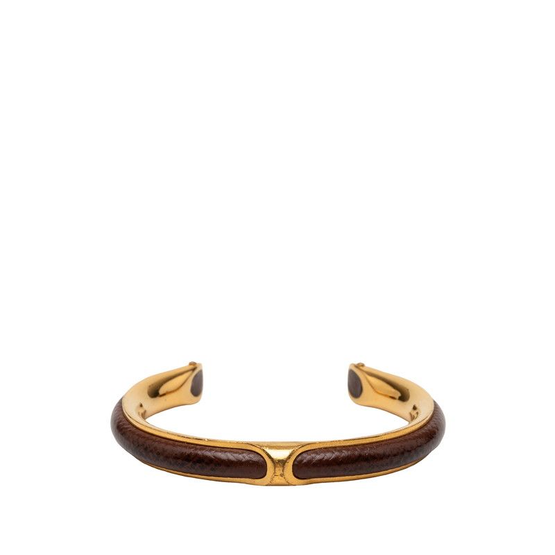 Hermes Bangle Gold Brown Plating Leather 1- Bracelet