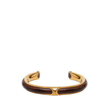 Hermes Bangle Gold Brown Plating Leather 1- Bracelet