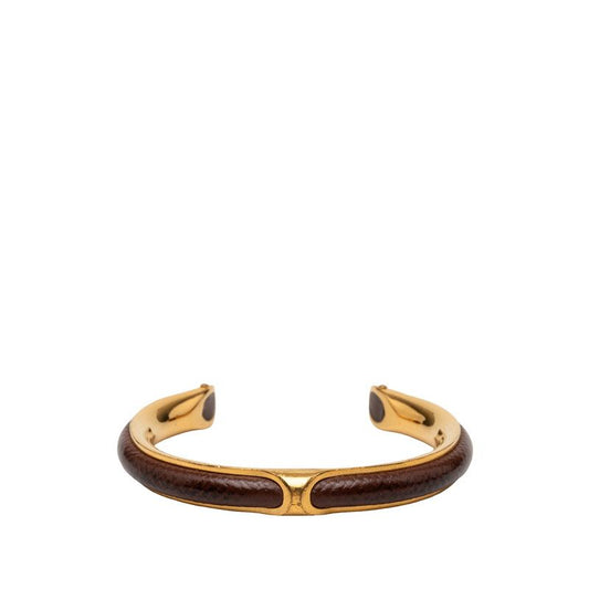 Hermes Bangle Gold Brown Plating Leather 1- Bracelet