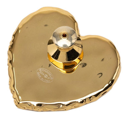 Chanel CC Logo Coco Heart Gold Black Plating Enamel — view 3