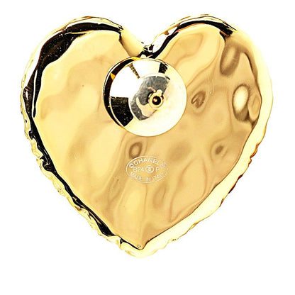 Chanel CC Logo Coco Heart Gold Black Plating Enamel — view 2