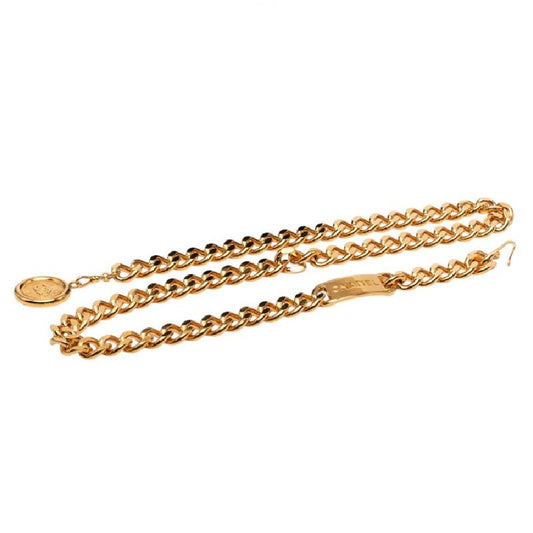 Chanel CC Logo Plate Vintage leto Gold Plating 1 Belt
