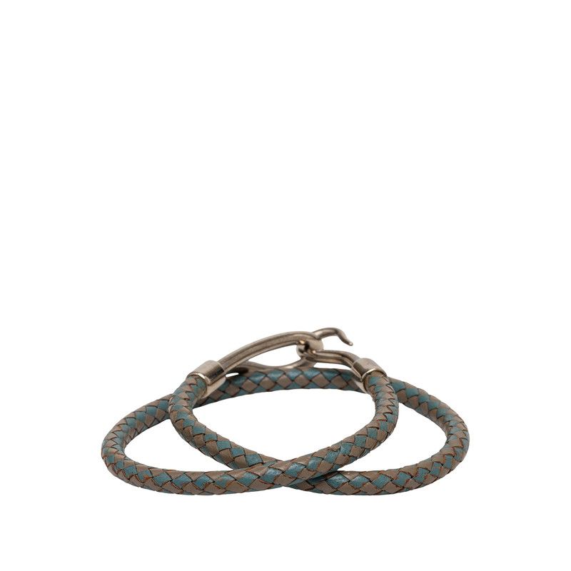 Hermes Bracelet 2 Choker Gray toblue Silver Leather tale LadyHerme — view 3