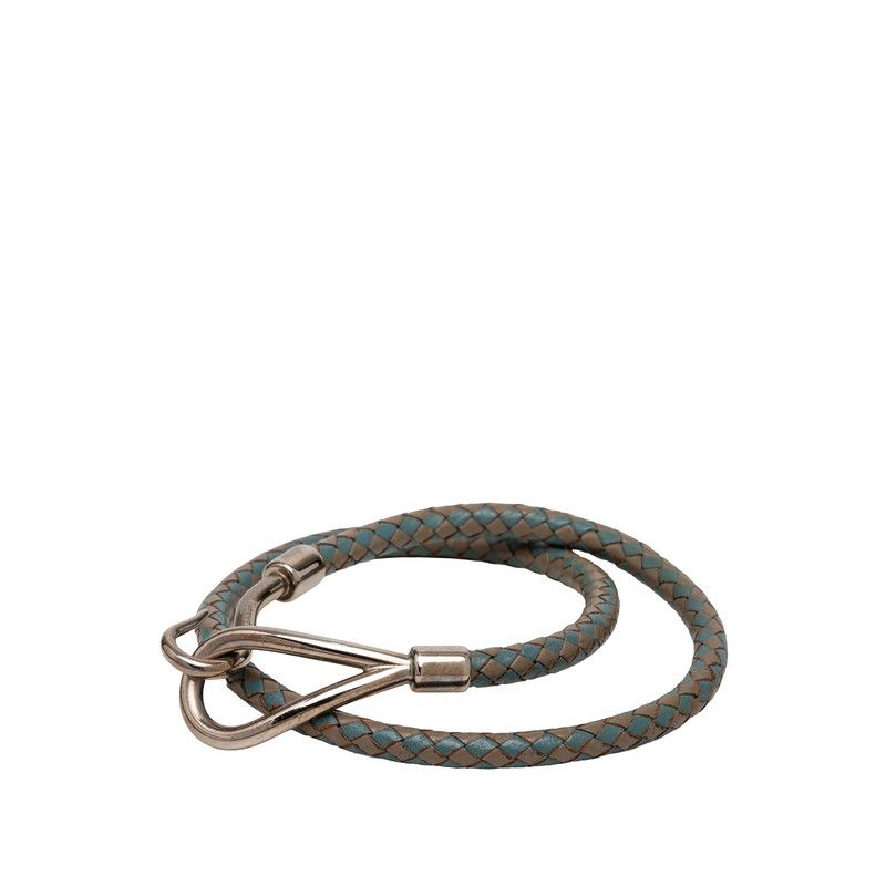 Hermes Bracelet 2 Choker Gray toblue Silver Leather tale LadyHerme — view 2