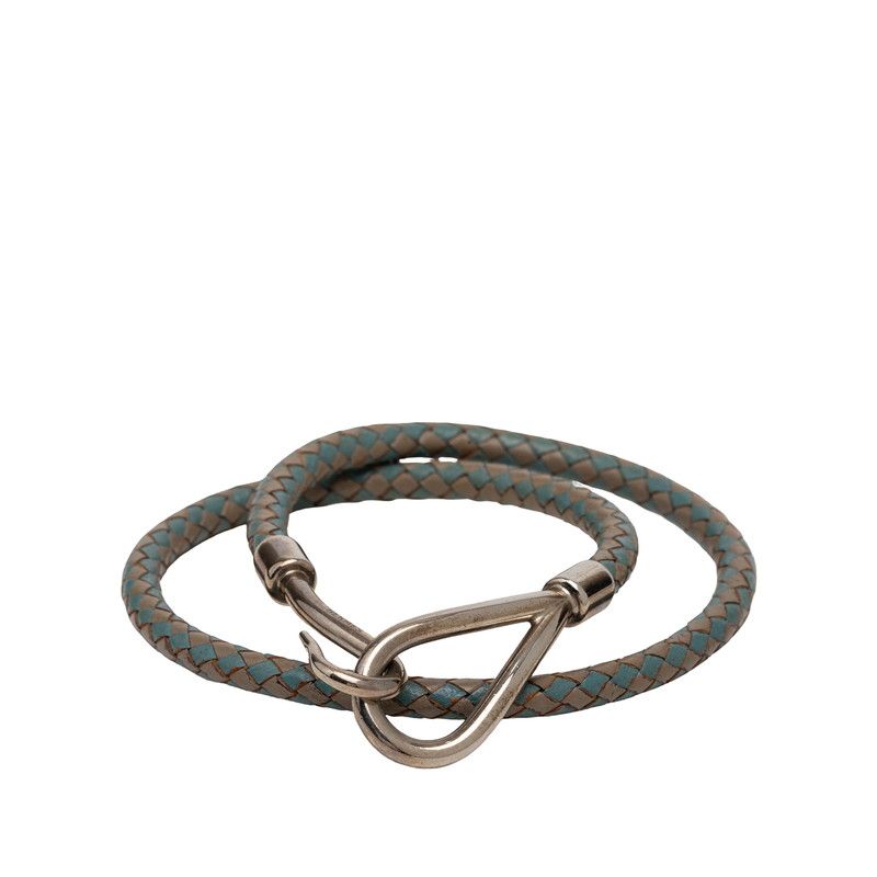 Hermes Bracelet 2 Choker Gray toblue Silver Leather tale LadyHerme