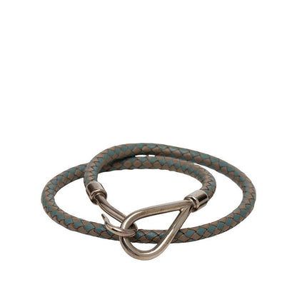 Hermes Bracelet 2 Choker Gray toblue Silver Leather tale LadyHerme