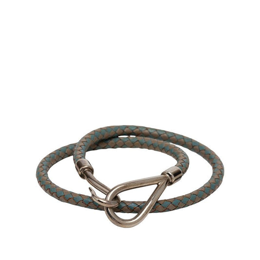 Hermes Bracelet 2 Choker Gray toblue Silver Leather tale LadyHerme