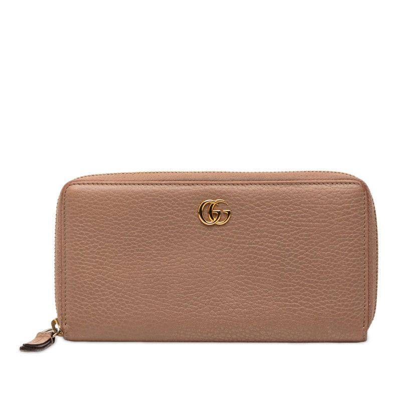 Gucci GG Marmont Wallet Pink Beige Leather