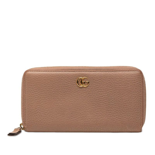 Gucci GG Marmont Wallet Pink Beige Leather