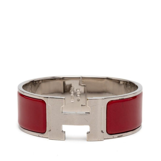 Hermes Clic Clac Ninenine GM Bracelet Silver Red tale Enamel