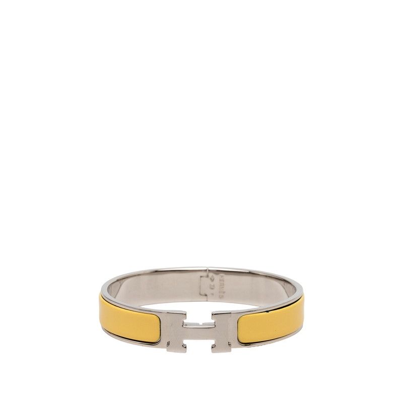 Hermes Clic Clac Ninenine PM Bracelet Silver Yellow tale Enamel