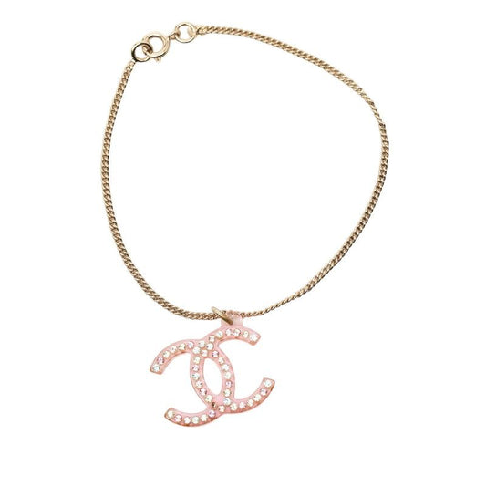 Chanel CC Logo Bracelet 04 Pink Plastic Line Strike