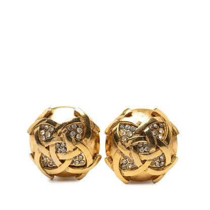 Chanel CC Logo Earrings Vintage Gold Plating Line Strike