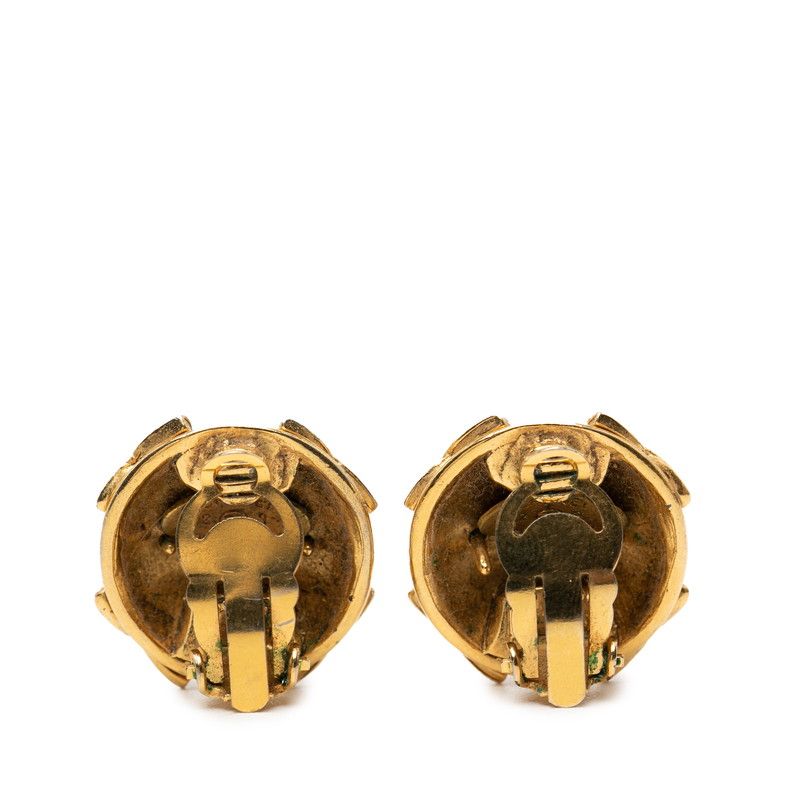 Chanel CC Logo Earrings Vintage Gold Plating Line Strike — view 2