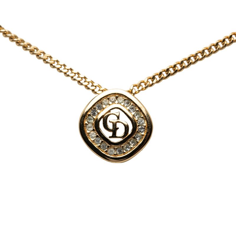 Dior Dio CD Logo Pendant Necklace Gold Line Strike Plating
