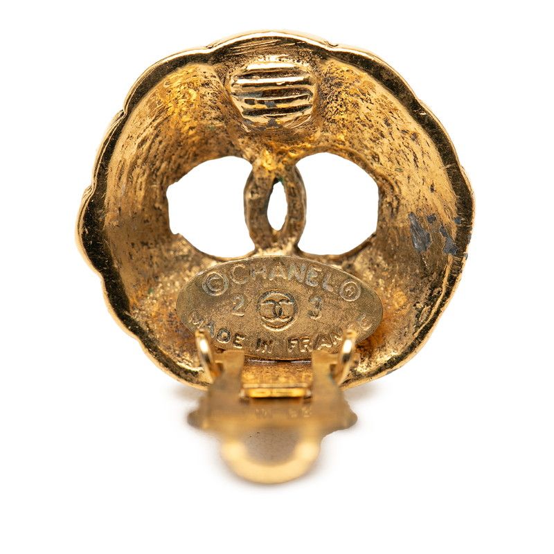 Chanel CC Logo Earrings Vintage Gold Plating — view 3