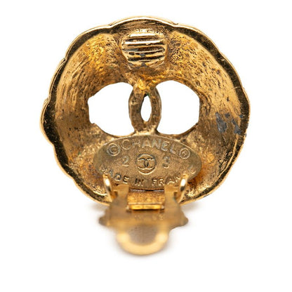 Chanel CC Logo Earrings Vintage Gold Plating — view 3