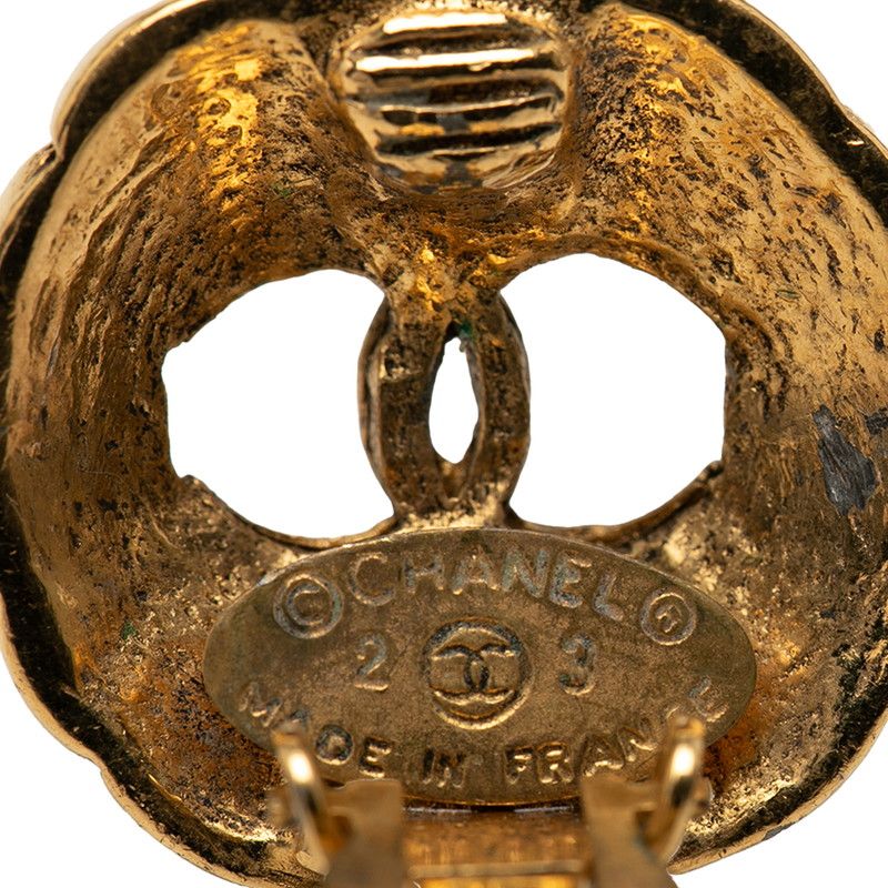 Chanel CC Logo Earrings Vintage Gold Plating — view 4