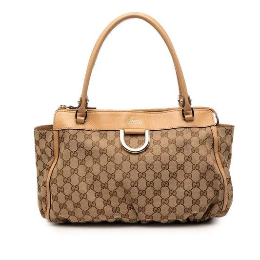 Gucci GG Canvas Tote Shoulder Bag Brown
