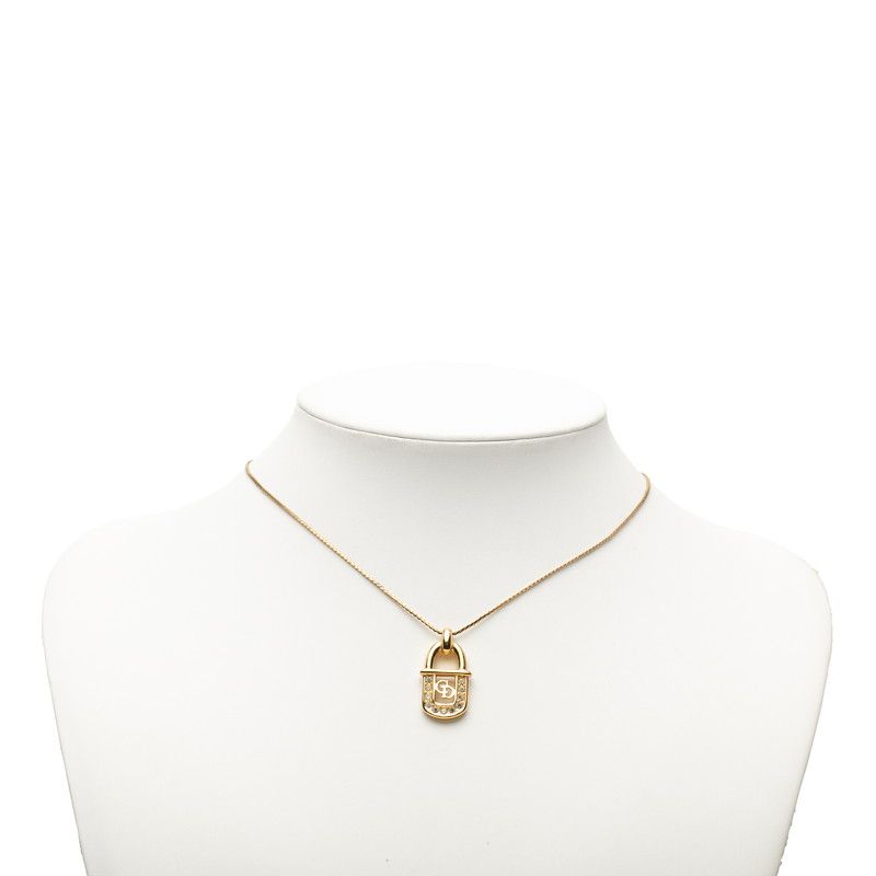 Dior Dio CD Logo Padebnine Pendant Necklace Gold Plating Line Strike — view 5