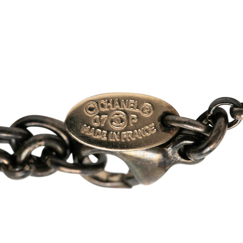 Chanel CC Logo Pendant Necklace 07 Black Plastic — view 5