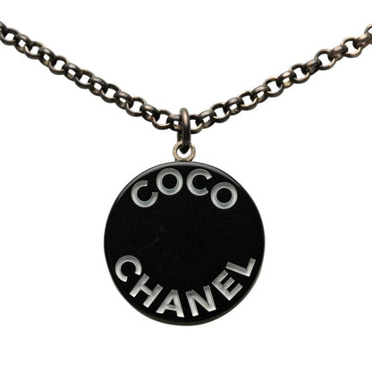 Chanel CC Logo Pendant Necklace 07 Black Plastic — view 2