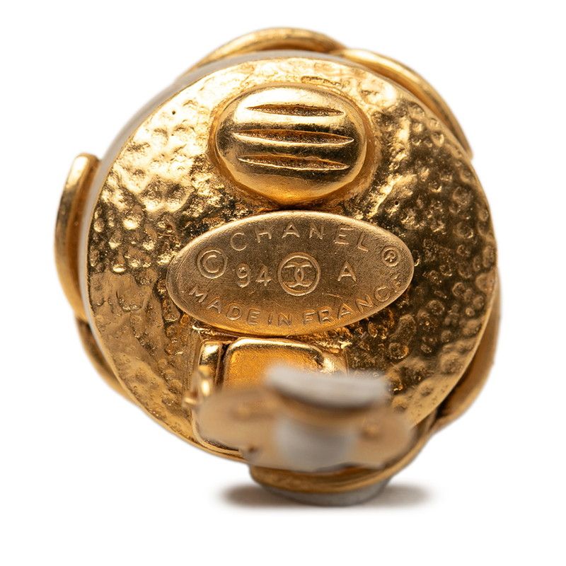 Chanel CC Logo lekoko Earrings 94 Vintage Gold Plating Pearl — view 3