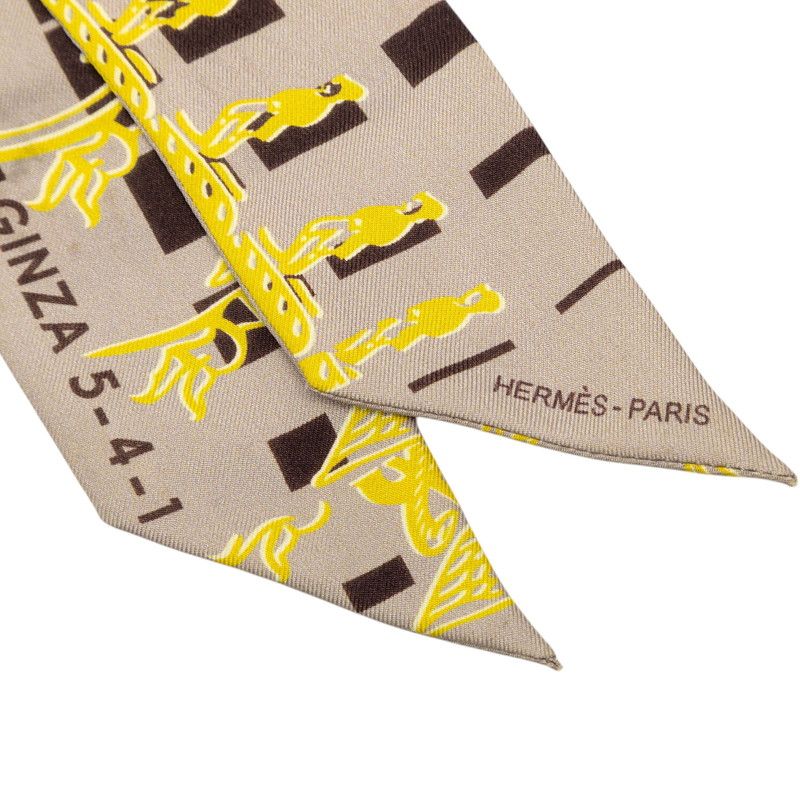 Hermes 24 Faubourg Seconde 10 Scarf Yellow System Silk — view 4