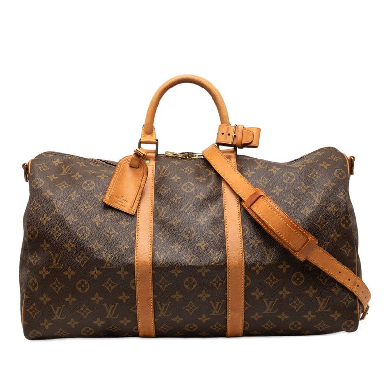 Louis Vuitton Monogram Keepall Bandouliere 50 Boston Bag 2-Way Brown Leather