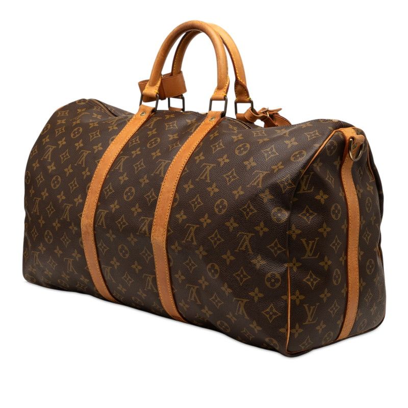 Louis Vuitton Monogram Keepall Bandouliere 50 Boston Bag 2-Way Brown Leather — view 2