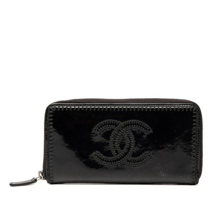 Chanel CC Logo Wallet Black Patent Leather