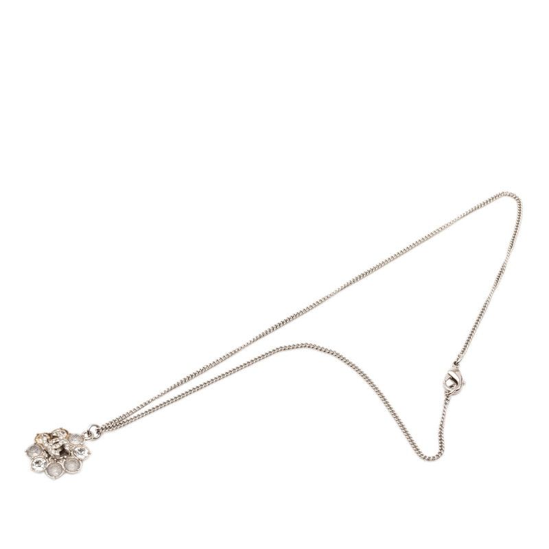 Chanel CC Logo Pendant Necklace Silver tale Line Strike — view 3