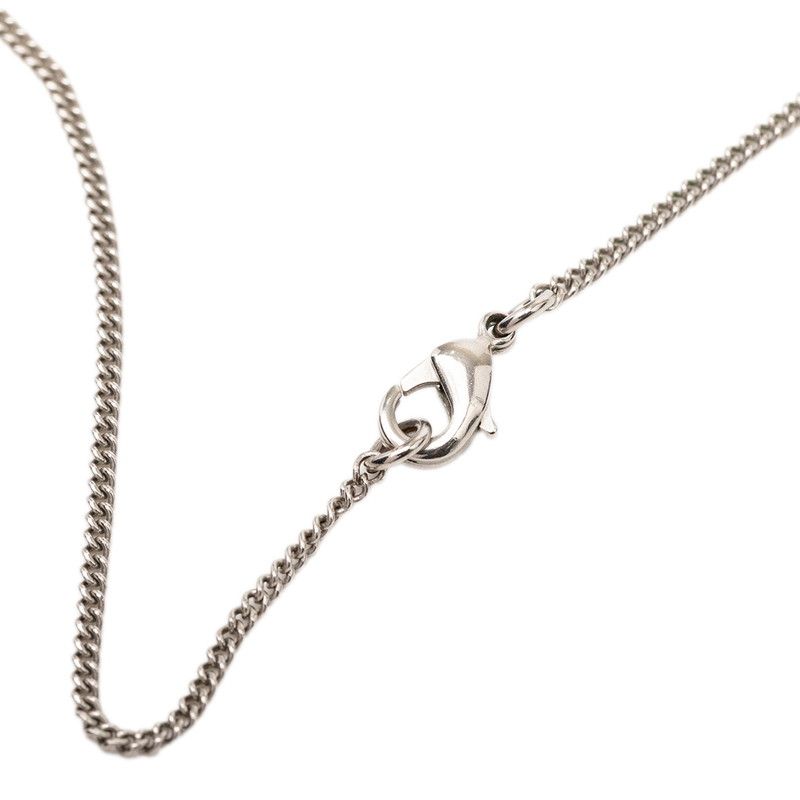 Chanel CC Logo Pendant Necklace Silver tale Line Strike — view 4