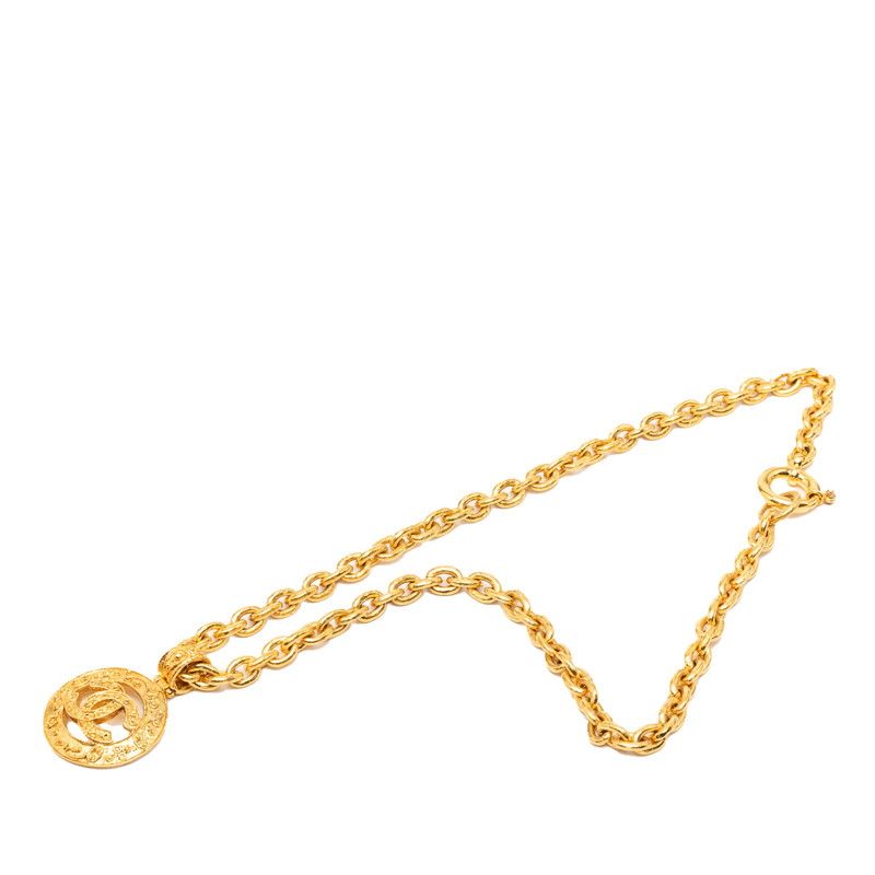 Chanel CC Logo Vintage Pendant Necklace Gold Plating — view 3