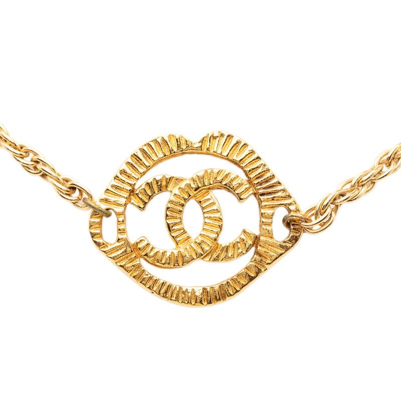 Chanel CC Logo Vintage Pendant Necklace Gold Plating