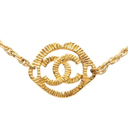 Chanel CC Logo Vintage Pendant Necklace Gold Plating