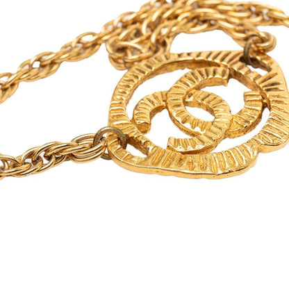 Chanel CC Logo Vintage Pendant Necklace Gold Plating — view 4