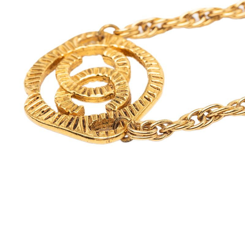 Chanel CC Logo Vintage Pendant Necklace Gold Plating — view 5