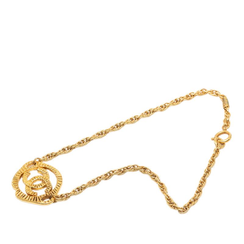 Chanel CC Logo Vintage Pendant Necklace Gold Plating — view 3