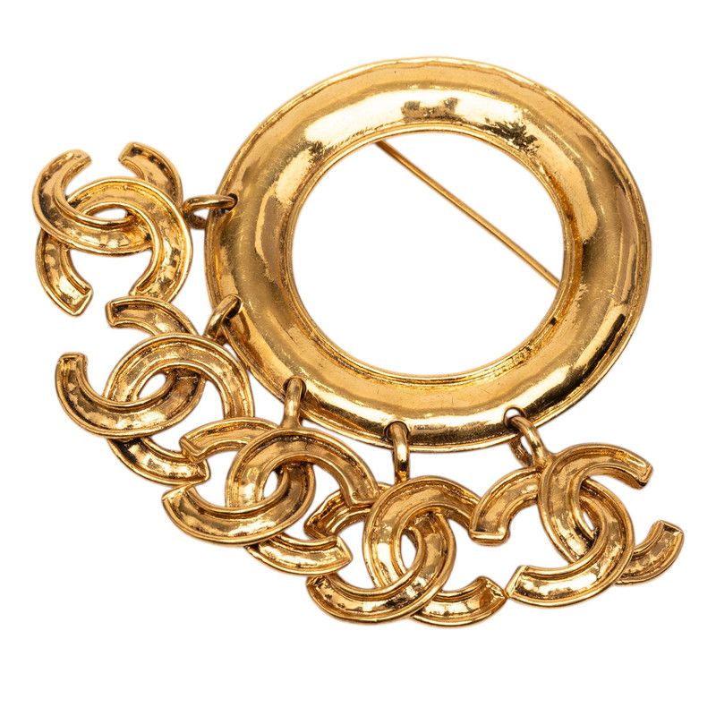 Chanel CC Logo Vintage Brooch Gold Plated