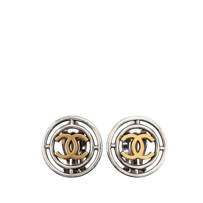 Chanel CC Logo Vintage Earrings Gold Silver Plating