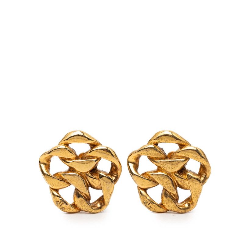 Chanel CC Logo Vintage Earrings 23 Gold Plating