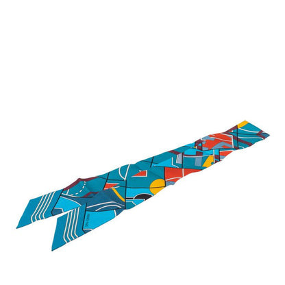 Hermes Scarf Blue Red Silk