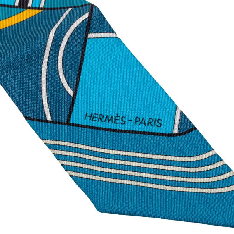 Hermes Scarf Blue Red Silk — view 2