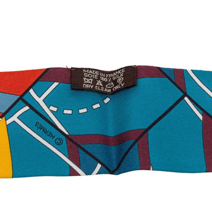 Hermes Scarf Blue Red Silk — view 4
