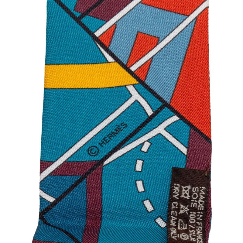 Hermes Scarf Blue Red Silk — view 3