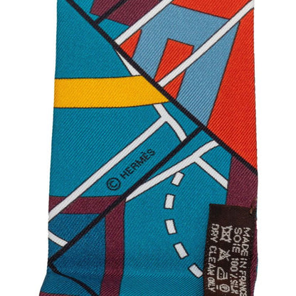 Hermes Scarf Blue Red Silk — view 3