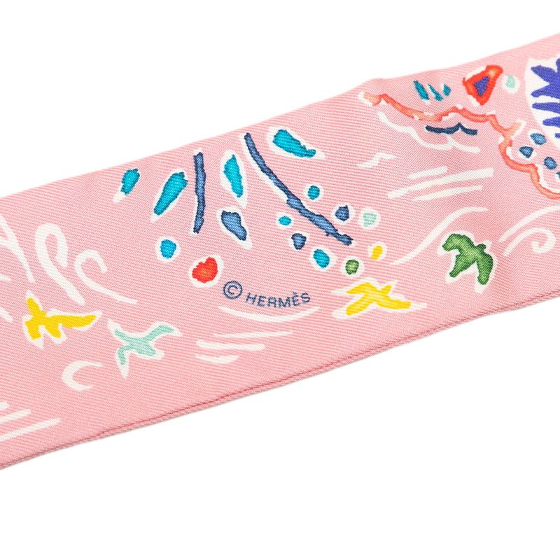 Hermes Isola DI Primavera Scarf Pink Silk — view 3