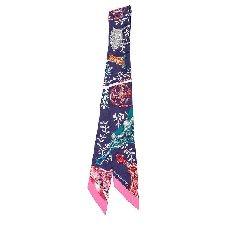 Hermes Etriers Remix Scarf Navy Silk