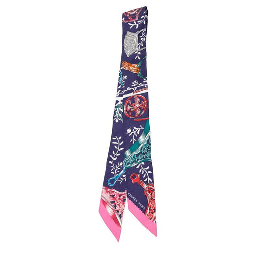 Hermes Etriers Remix Scarf Navy Silk